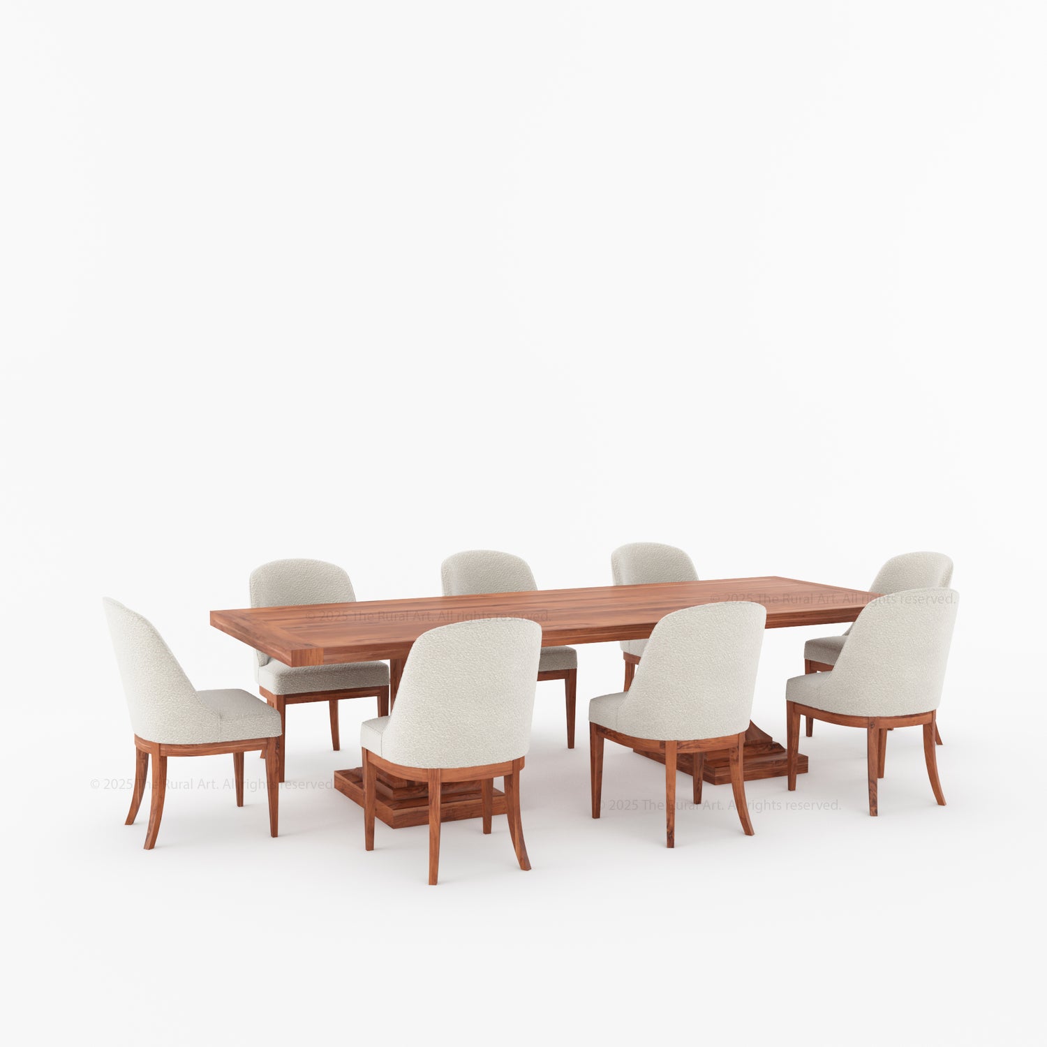 Medina Dining Table Set for 4, 6, 8 and 10 | Solid Wood Pedestal Table &amp; Upholstered Chairs