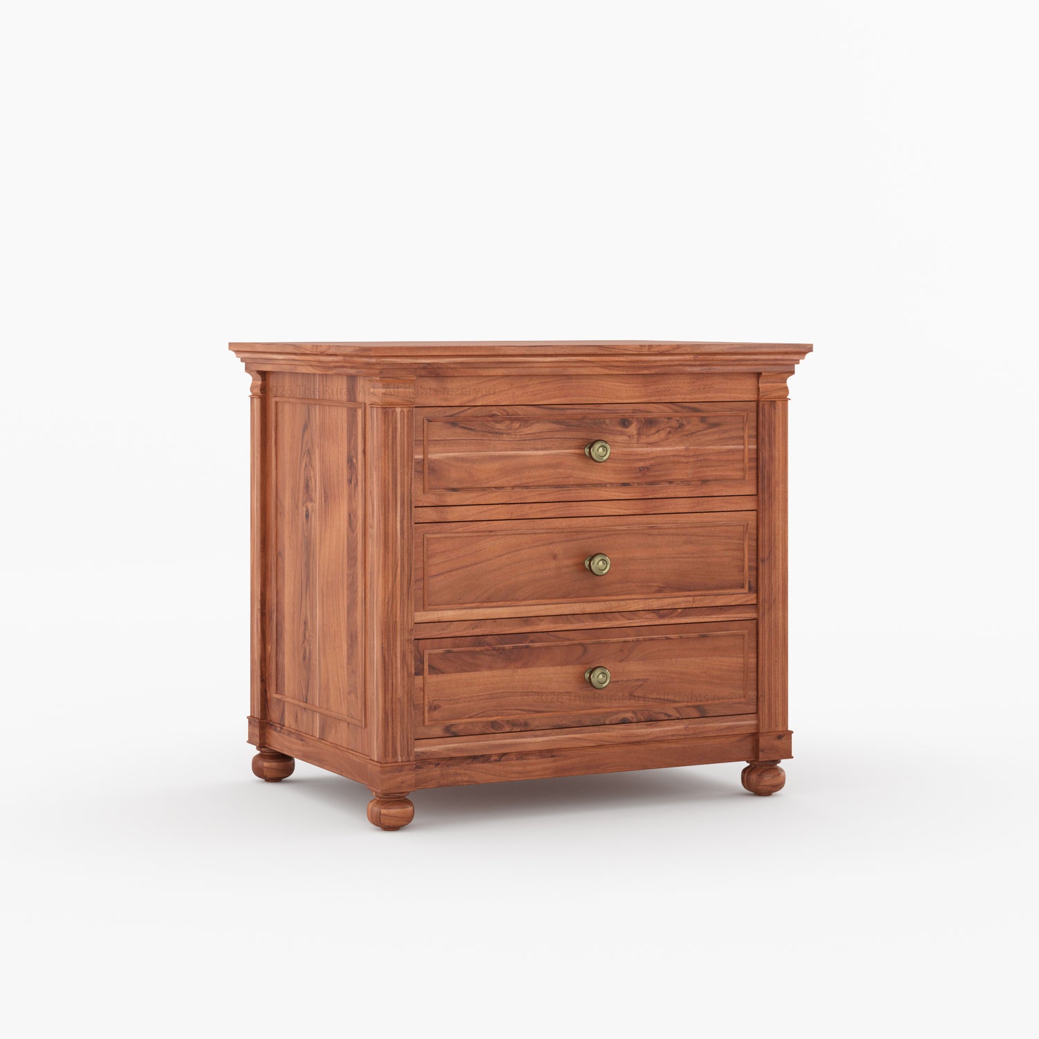 Kingman Grand Solid Wood Canopy Bed and Nightstand Set with Fluted Columns