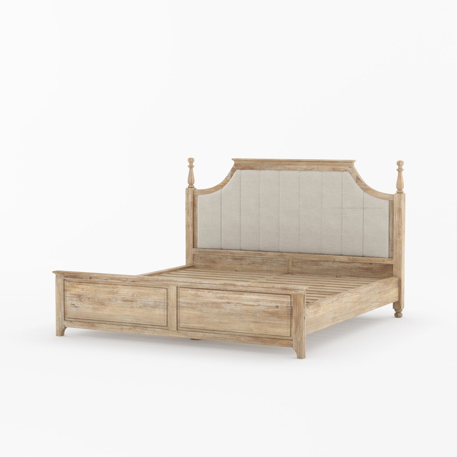 Anniston Solid Wood Bed with Upholstered Headboard