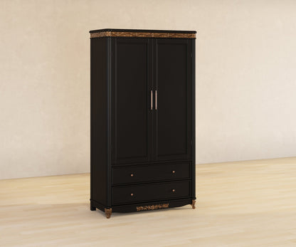 Versailles Grandeur Solid Wood Armoire with Gold Leaf Carved Details