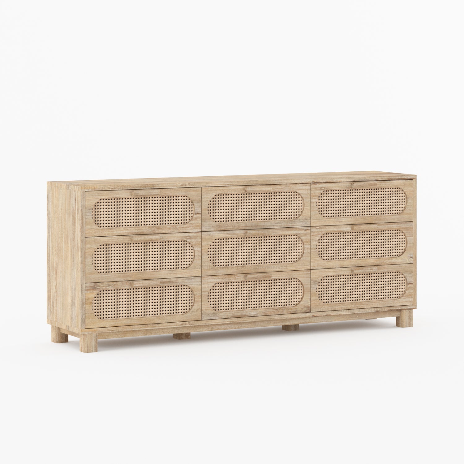 Davis Solid Wood Dresser with Woven Cane Details