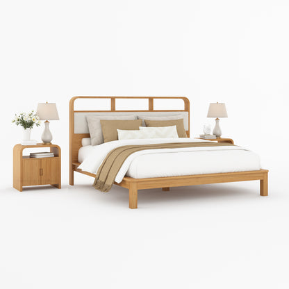 Chico Solid Wood Platform Bed with Upholstered Display Headboard