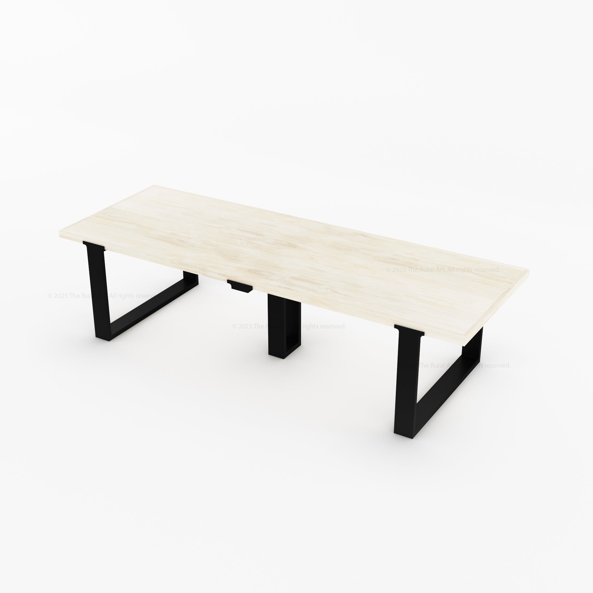 Ashland Solid Wood Dining Table with Metal U-Legs Industrial Modern