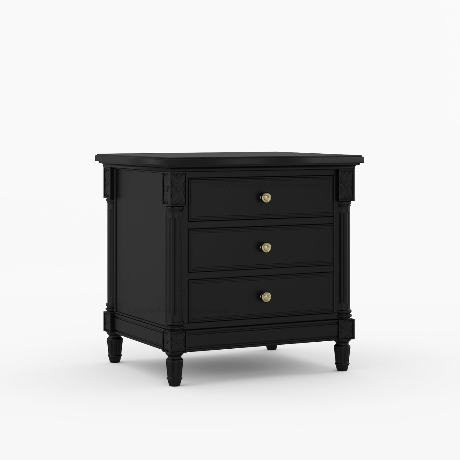 Novato Heritage Solid Wood 3-Drawer Nightstand with Carved Detailing