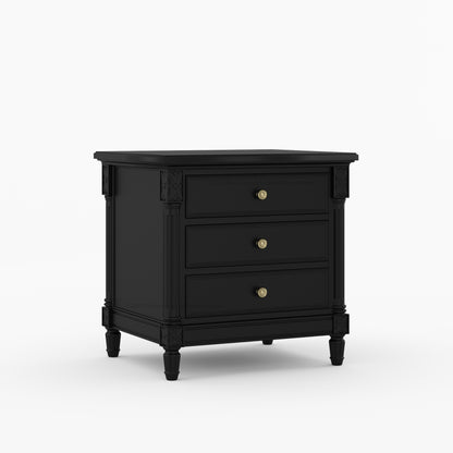 Novato Heritage Solid Wood 3-Drawer Nightstand with Carved Detailing