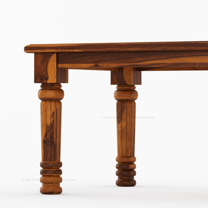 Indiana Traditional Solid Wood Rectangular Dining Table with Turned Fluted Legs
