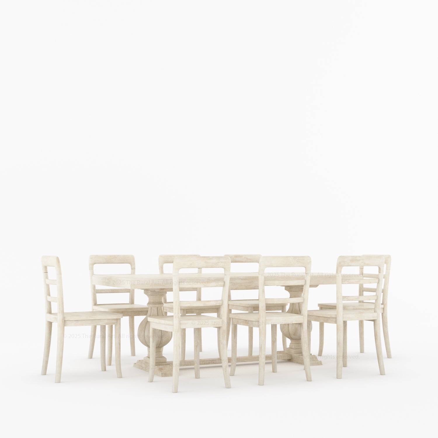 Manhattan Dual-Tone Solid Wood Pedestal Dining Table &amp; Chair Set