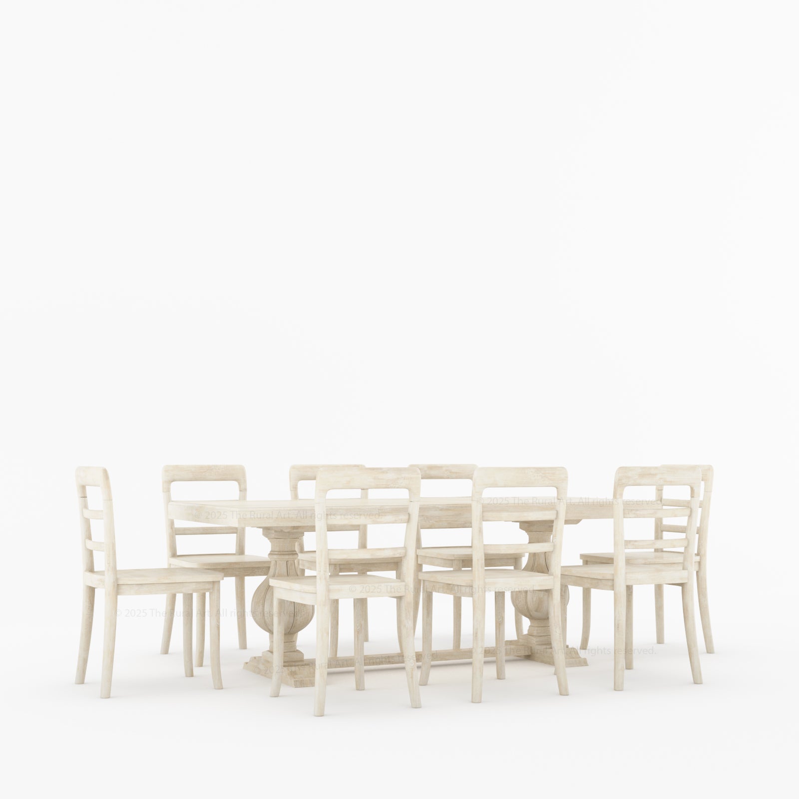 Manhattan Dual-Tone Solid Wood Pedestal Dining Table &amp; Chair Set