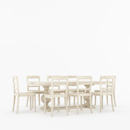 Manhattan Dual-Tone Solid Wood Pedestal Dining Table &amp; Chair Set