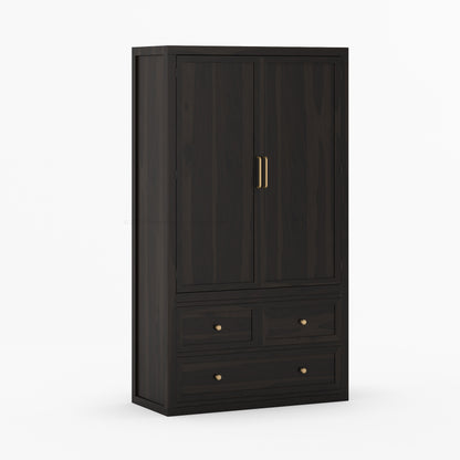 Seward Solid Wood Armoire with Drawers and Hanging Storage