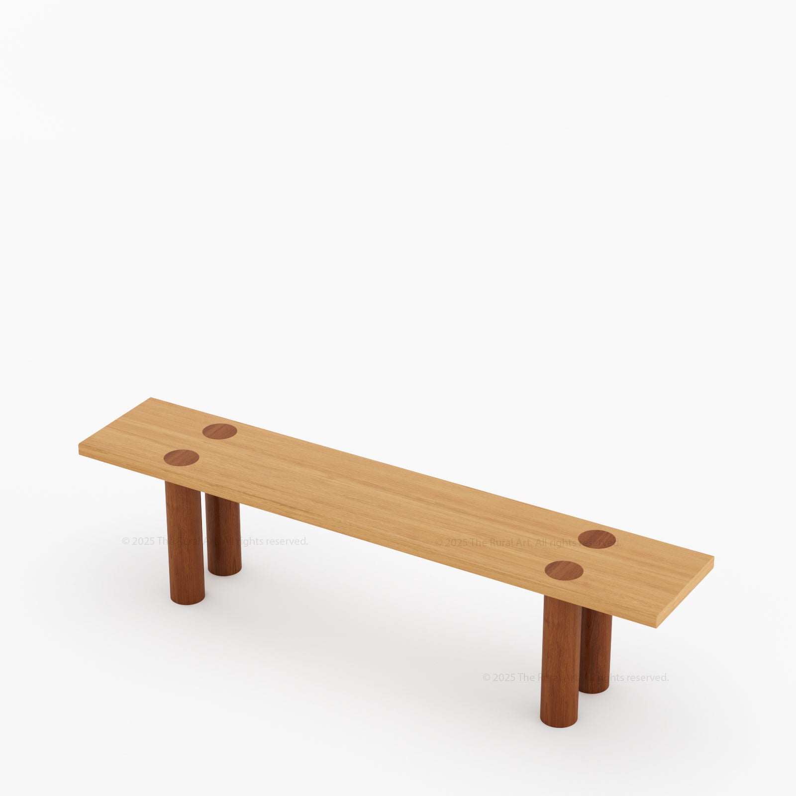 New York Modern Large Dining Table Set Made In Solid Wood Sculptural Round Legs &amp; Inlay Accents