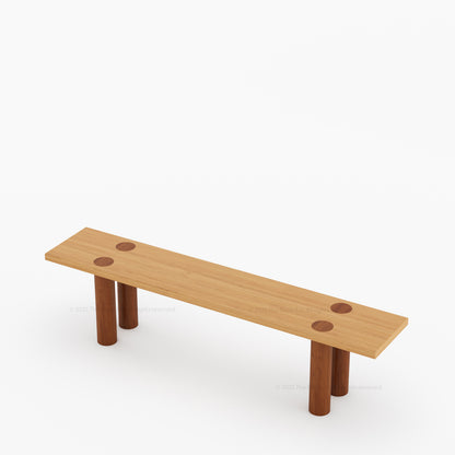 New York Modern Large Dining Table Set Made In Solid Wood Sculptural Round Legs &amp; Inlay Accents