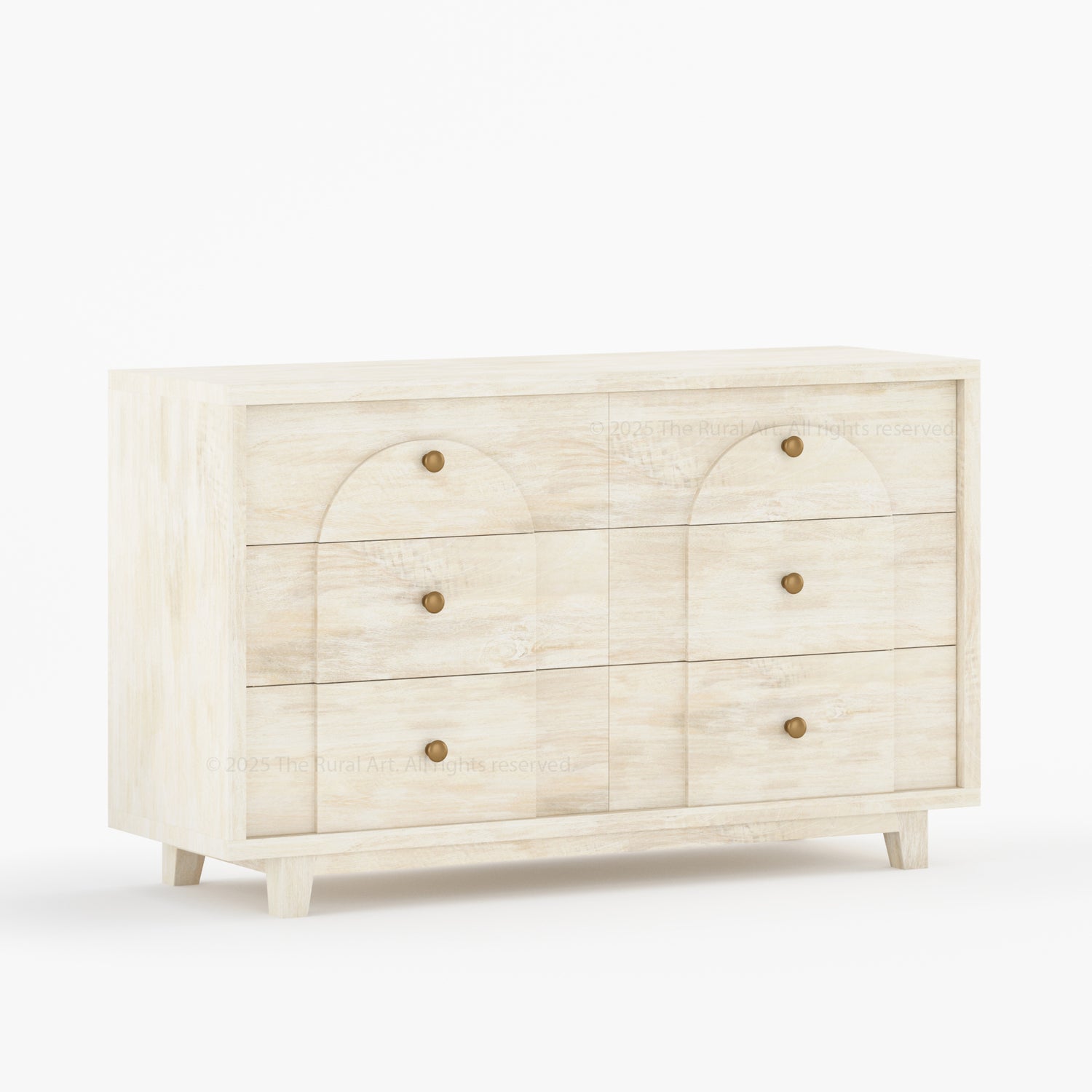 Livingston Solid Wood Dresser with Arched Front &amp; Brass Knobs