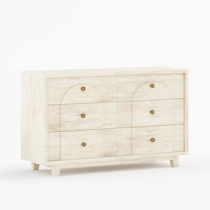 Livingston Solid Wood Dresser with Arched Front &amp; Brass Knobs