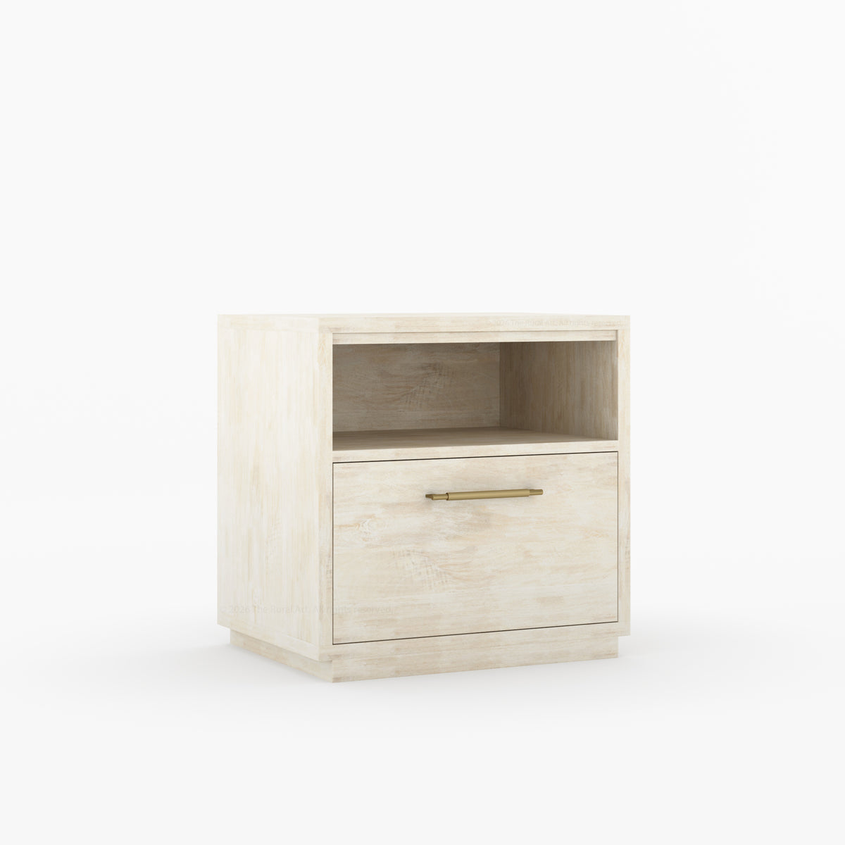 Hartsville Modern Solid Wood Nightstand with Drawer and Open Shelf