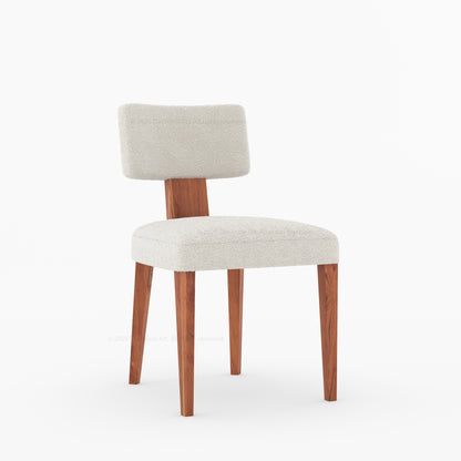 Selma Boucle Upholstered Dining Chair with Solid Wood Legs
