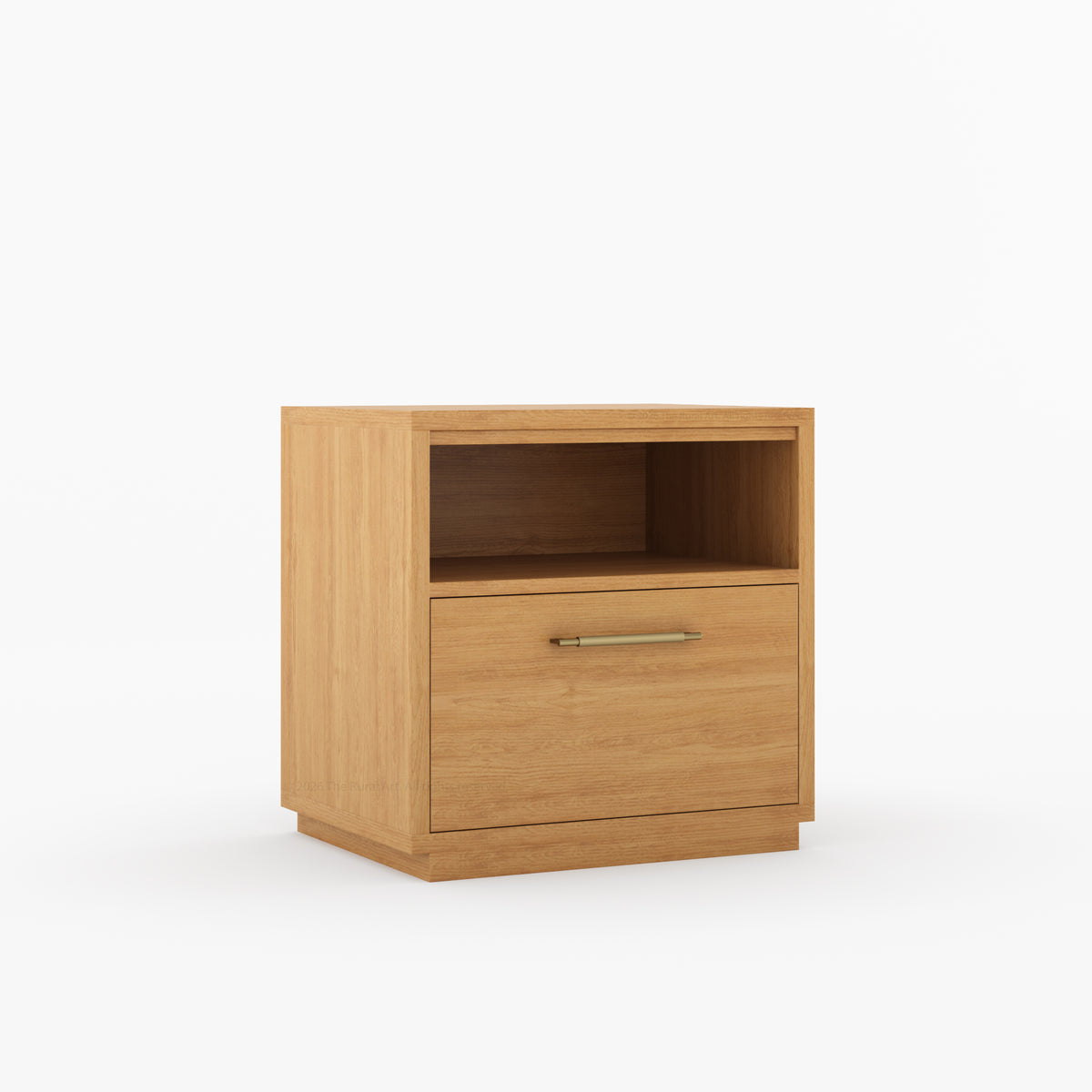 Hartsville Modern Solid Wood Nightstand with Drawer and Open Shelf