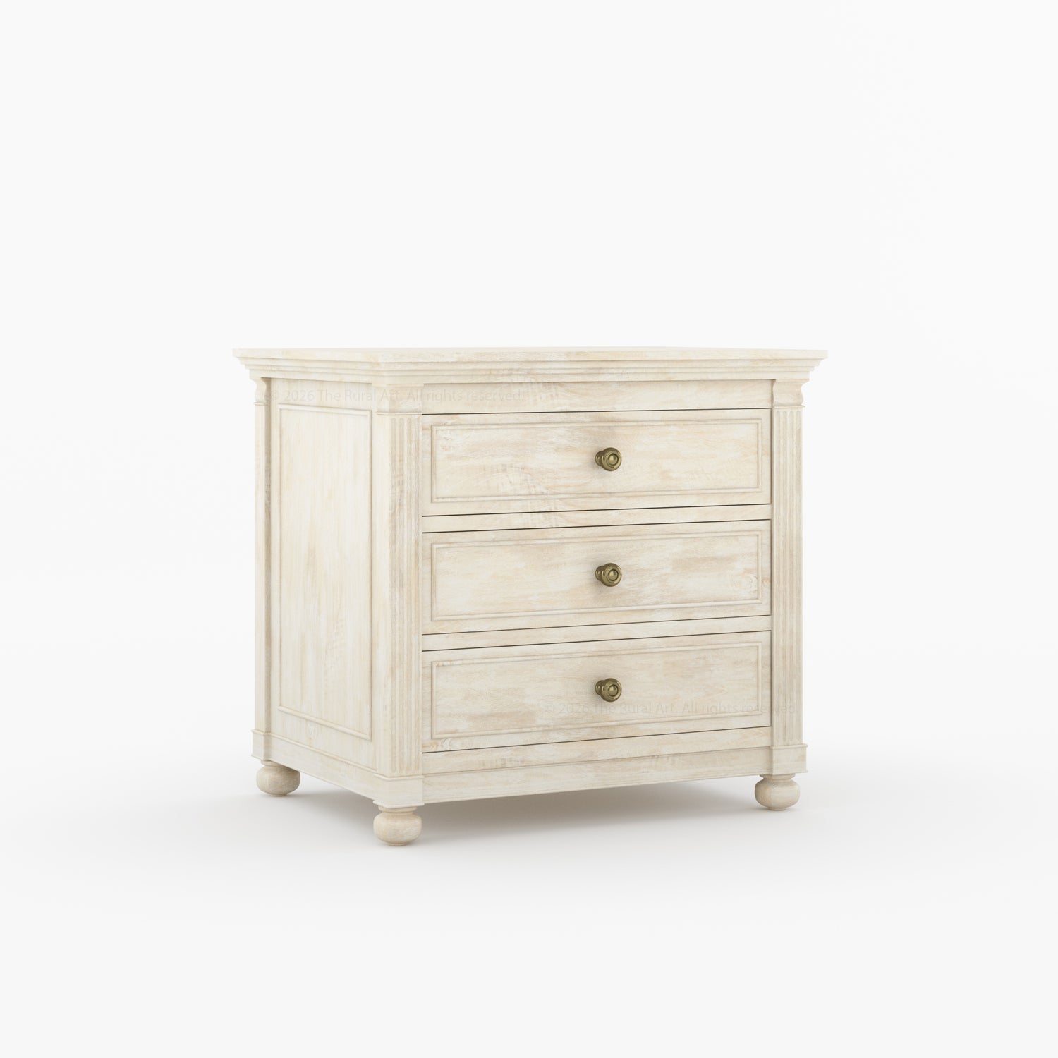 Kingman Grand Solid Wood Canopy Bed and Nightstand Set with Fluted Columns