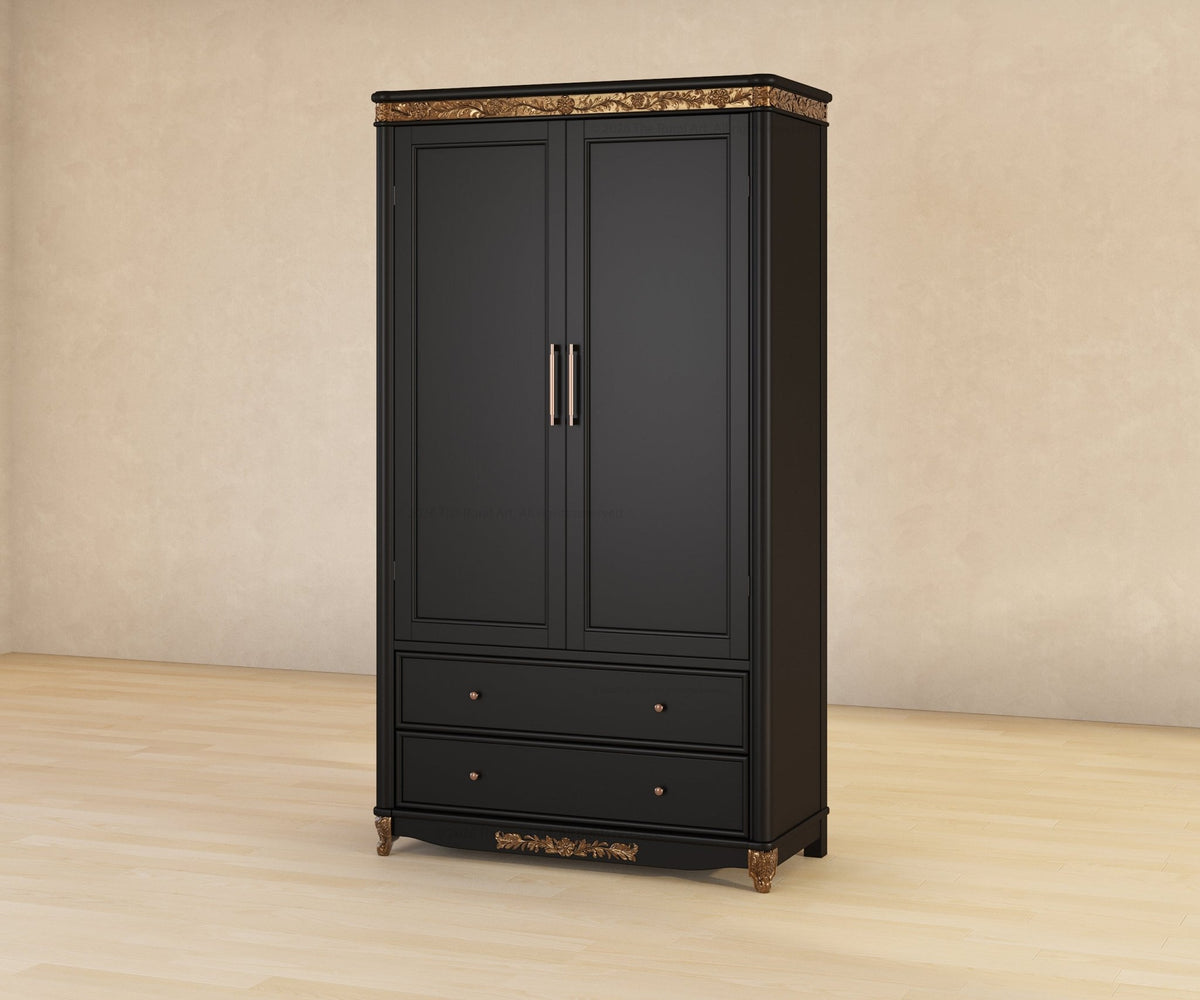 Versailles Grandeur Solid Wood Armoire with Gold Leaf Carved Details