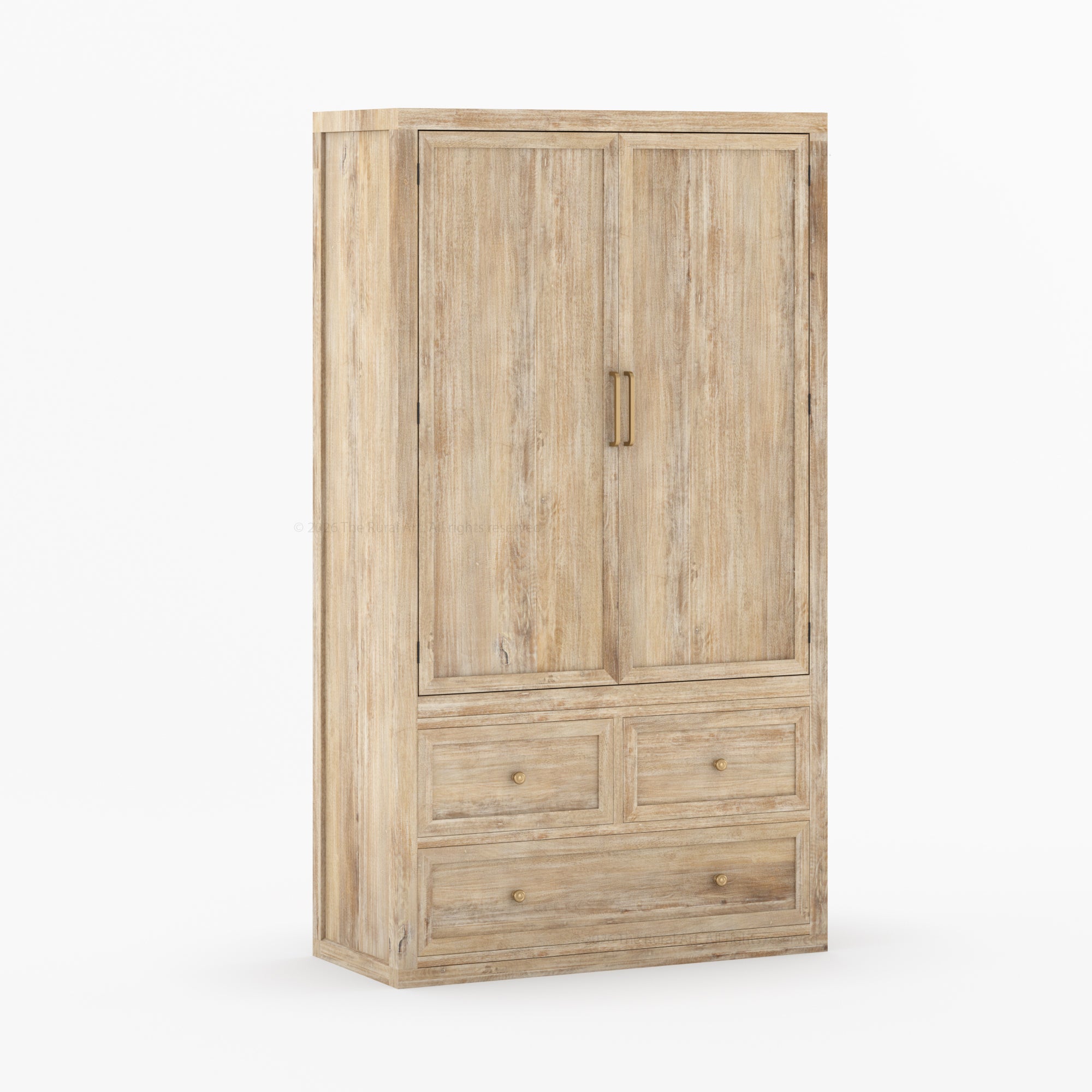 Seward Solid Wood Armoire with Drawers and Hanging Storage