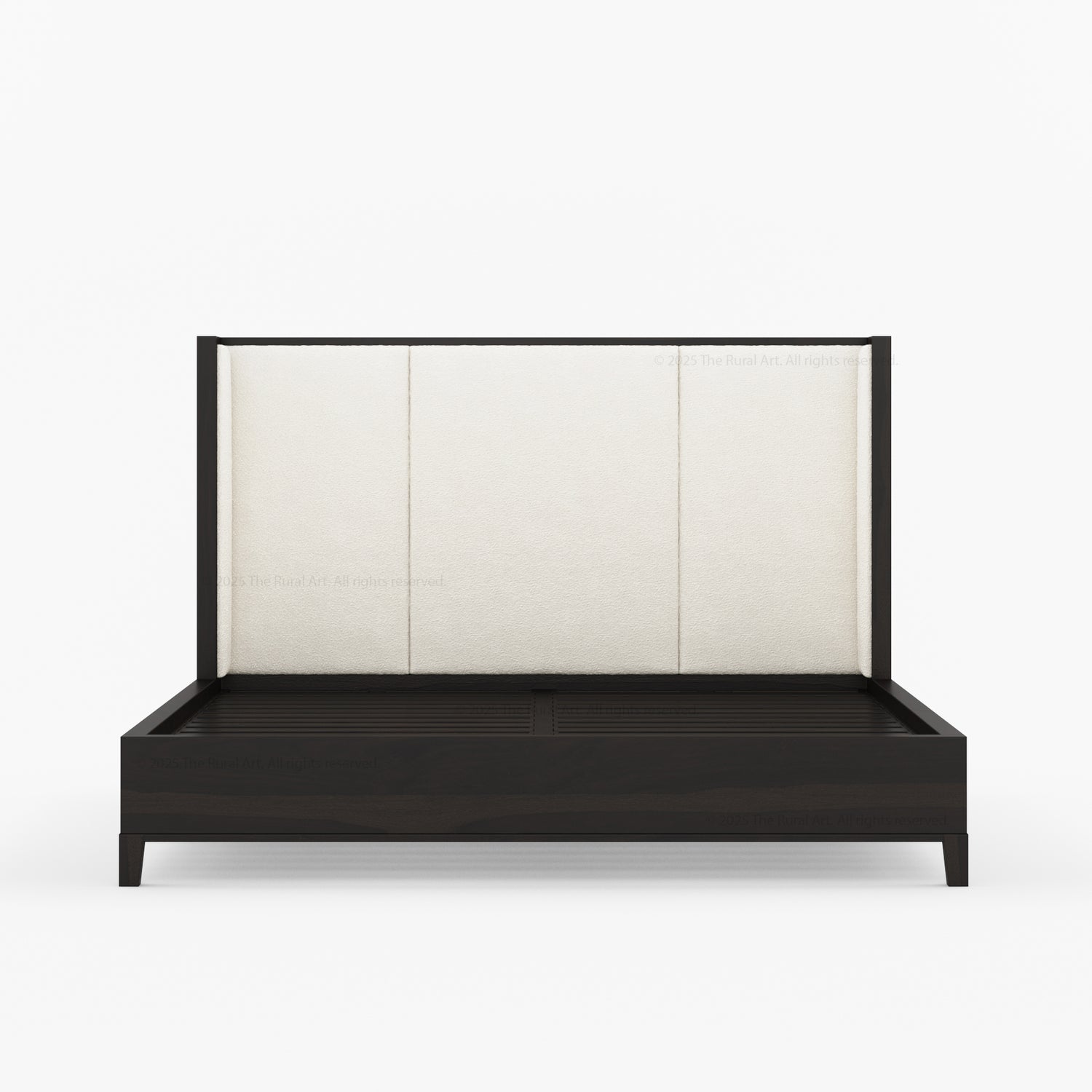 Livingston Luxe Solid Wood Shelter Bed with Bouclé Upholstered