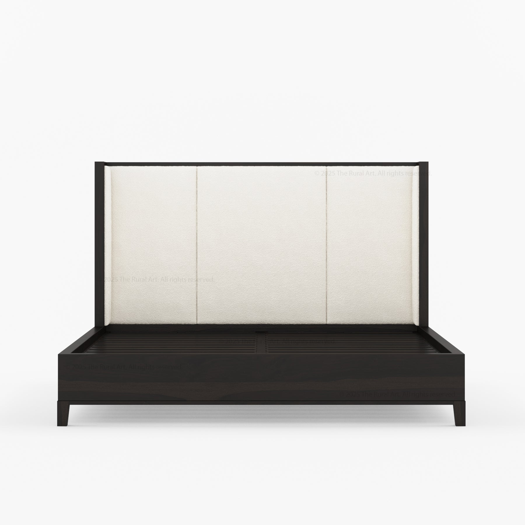 Livingston Luxe Solid Wood Shelter Bed with Bouclé Upholstered