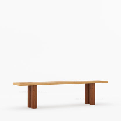 New York Modern Dining Bench | Solid Wood with Sculptural Legs &amp; Inlay Accents