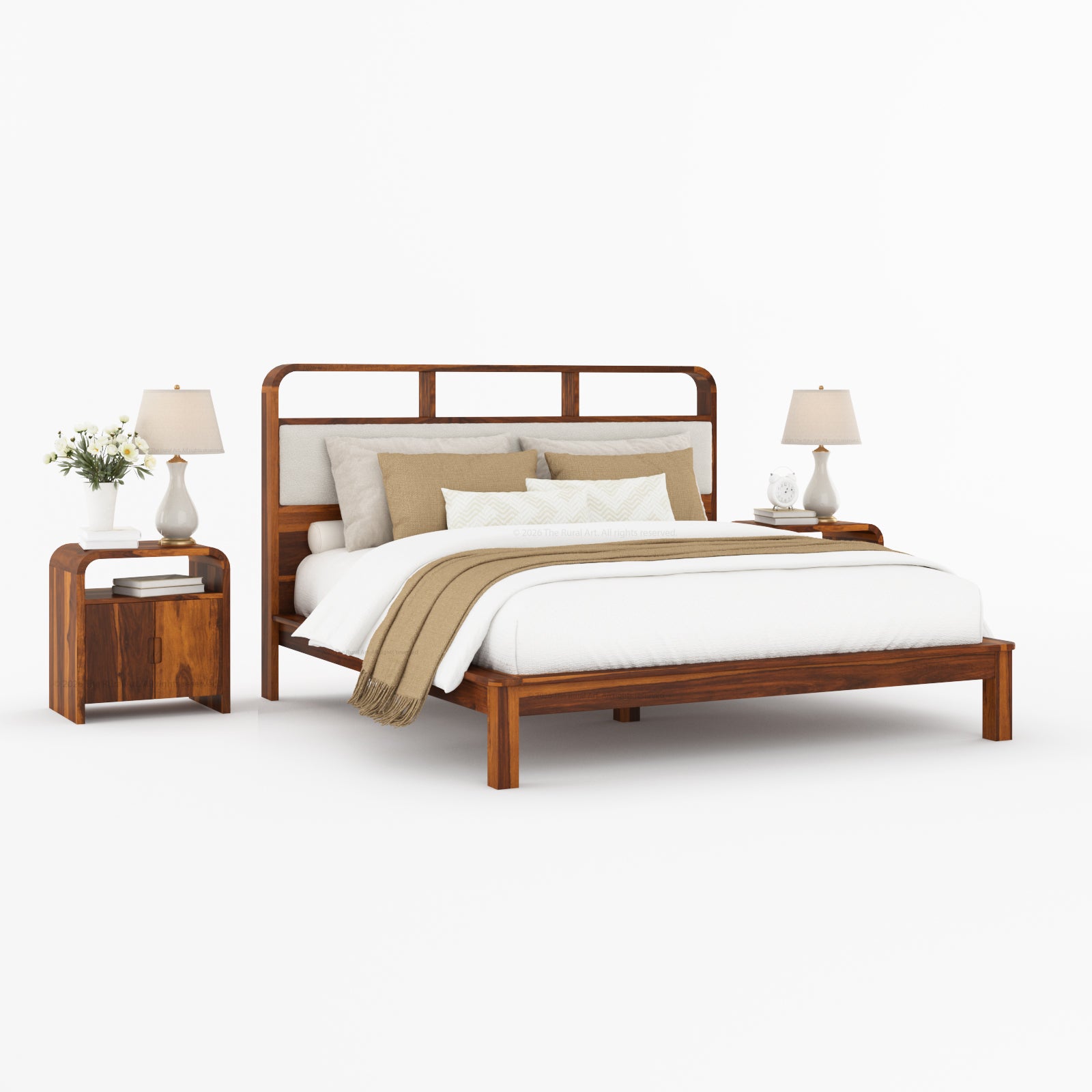 Chico Solid Wood Platform Bed with Upholstered Display Headboard