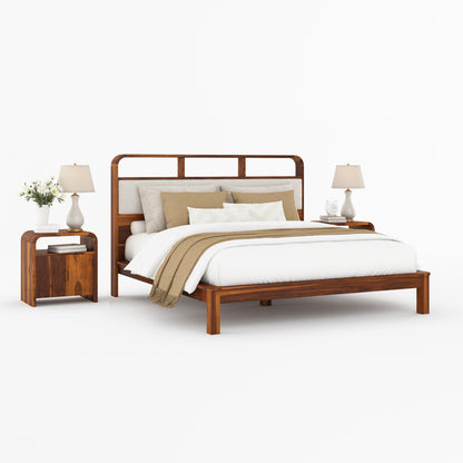 Chico Solid Wood Platform Bed with Upholstered Display Headboard