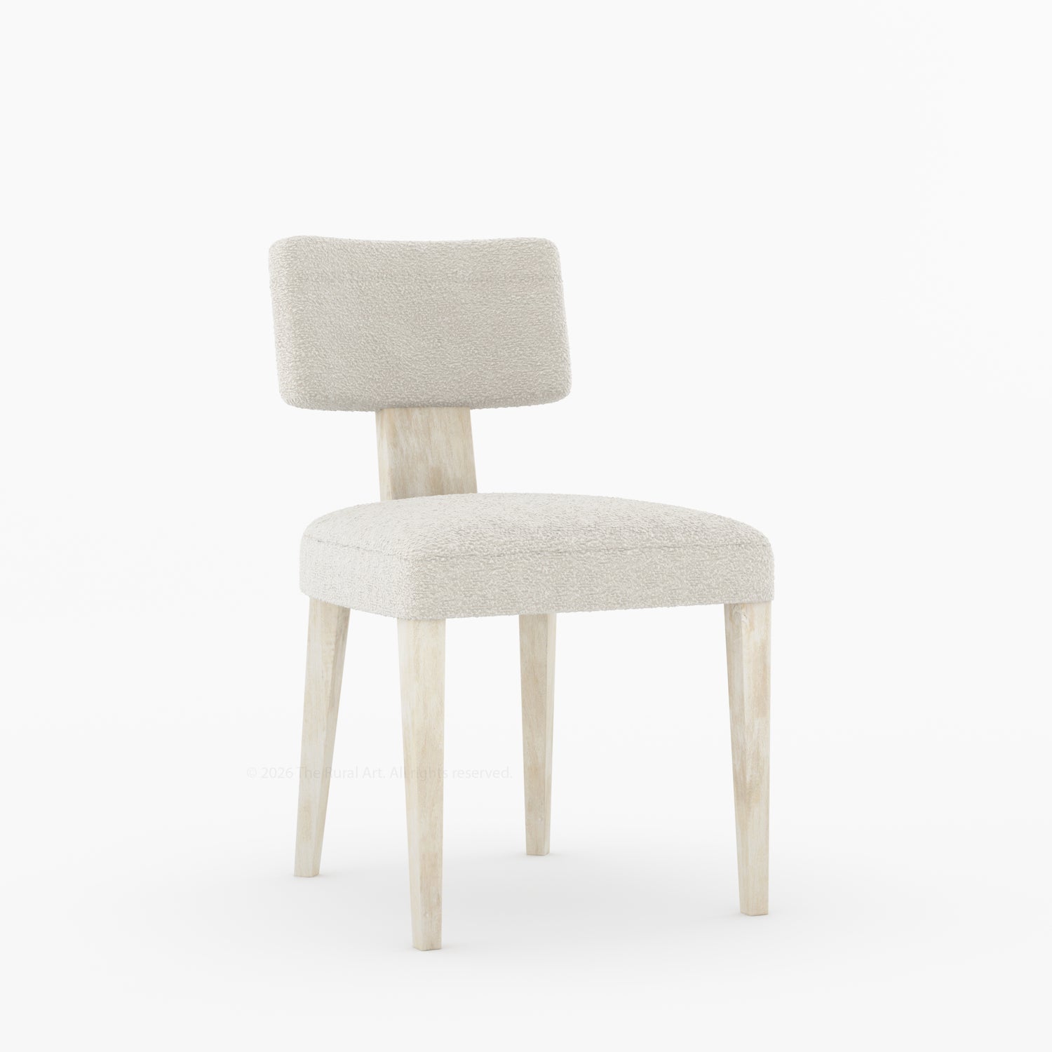 Selma Boucle Upholstered Dining Chair with Solid Wood Legs