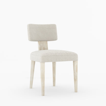 Selma Boucle Upholstered Dining Chair with Solid Wood Legs
