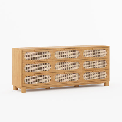 Davis Solid Wood Dresser with Woven Cane Details