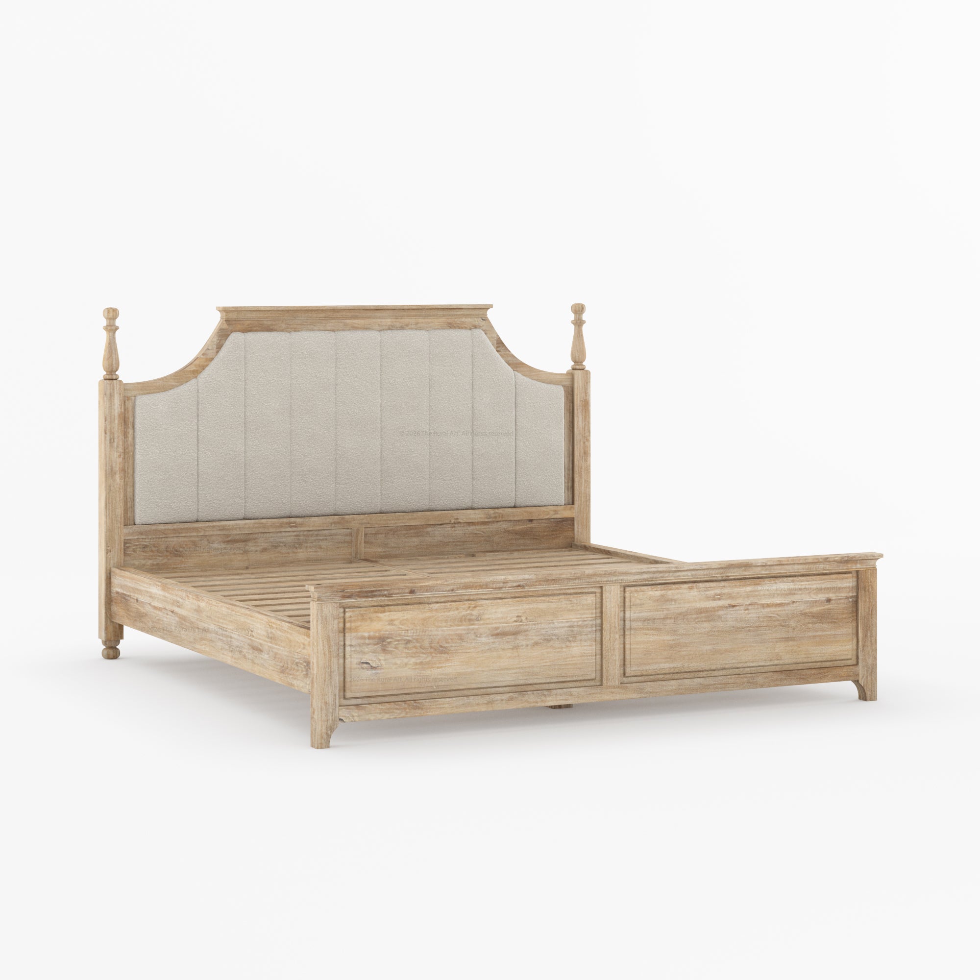 Anniston Solid Wood Bed and Nightstand Set with Upholstered Headboard