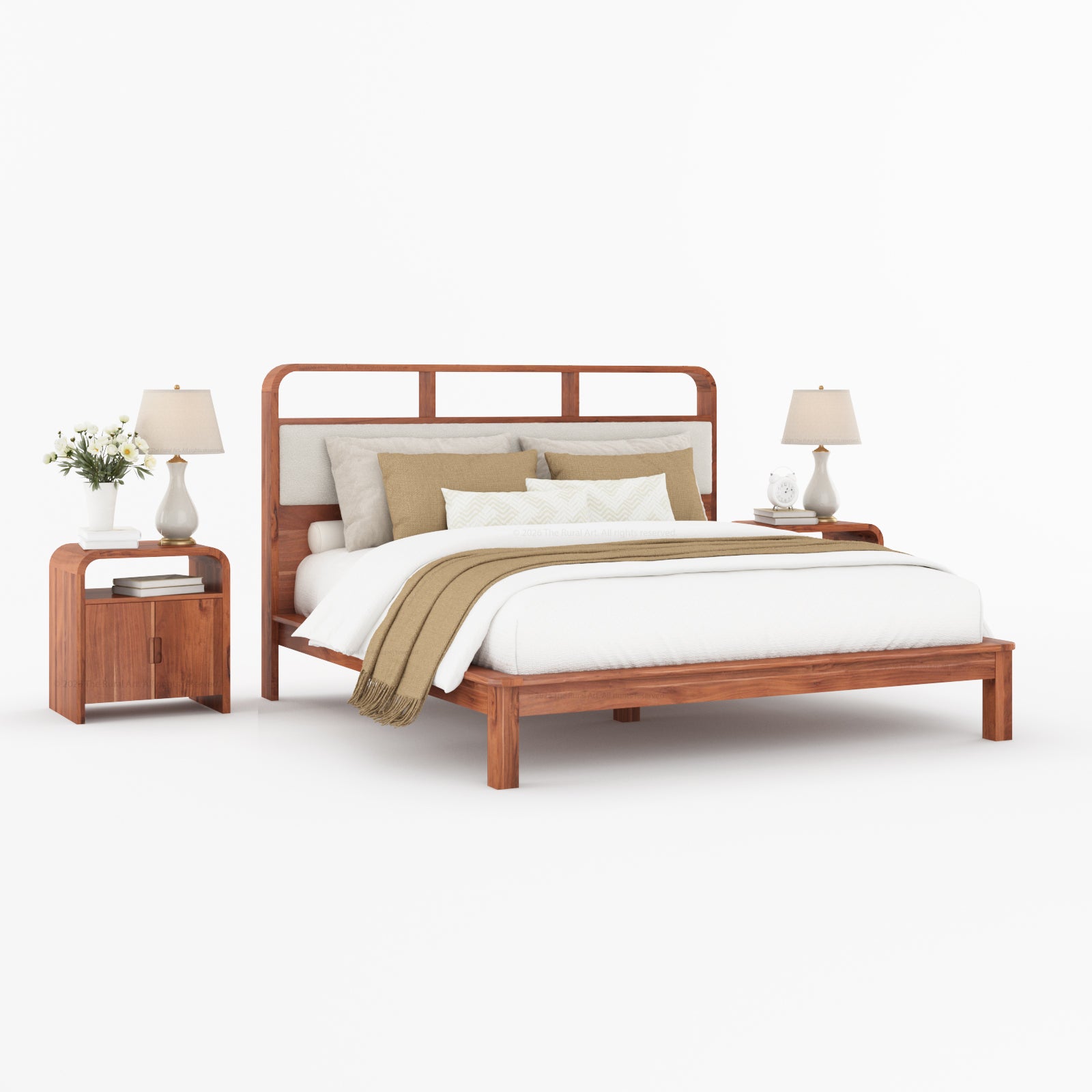 Chico Solid Wood Platform Bed with Upholstered Display Headboard