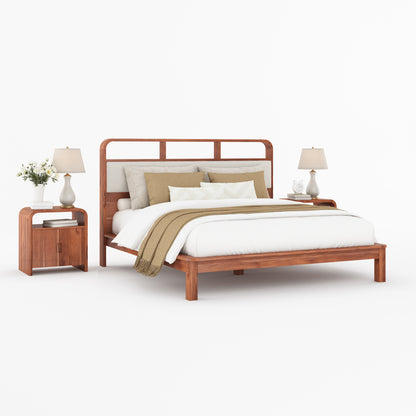 Chico Solid Wood Platform Bed with Upholstered Display Headboard