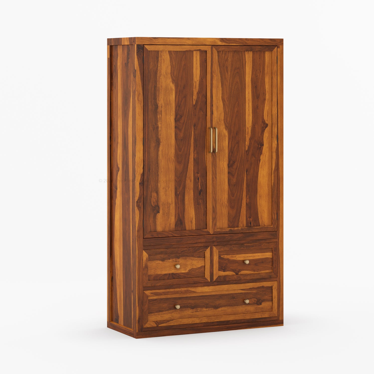 Seward Solid Wood Armoire with Drawers and Hanging Storage