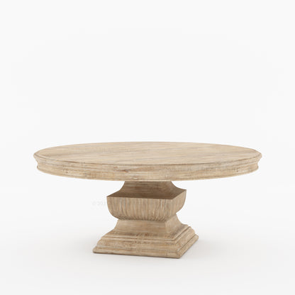 Scottsdale Round Pedestal Solid Wood Dining Table with Sculptural Pedestal