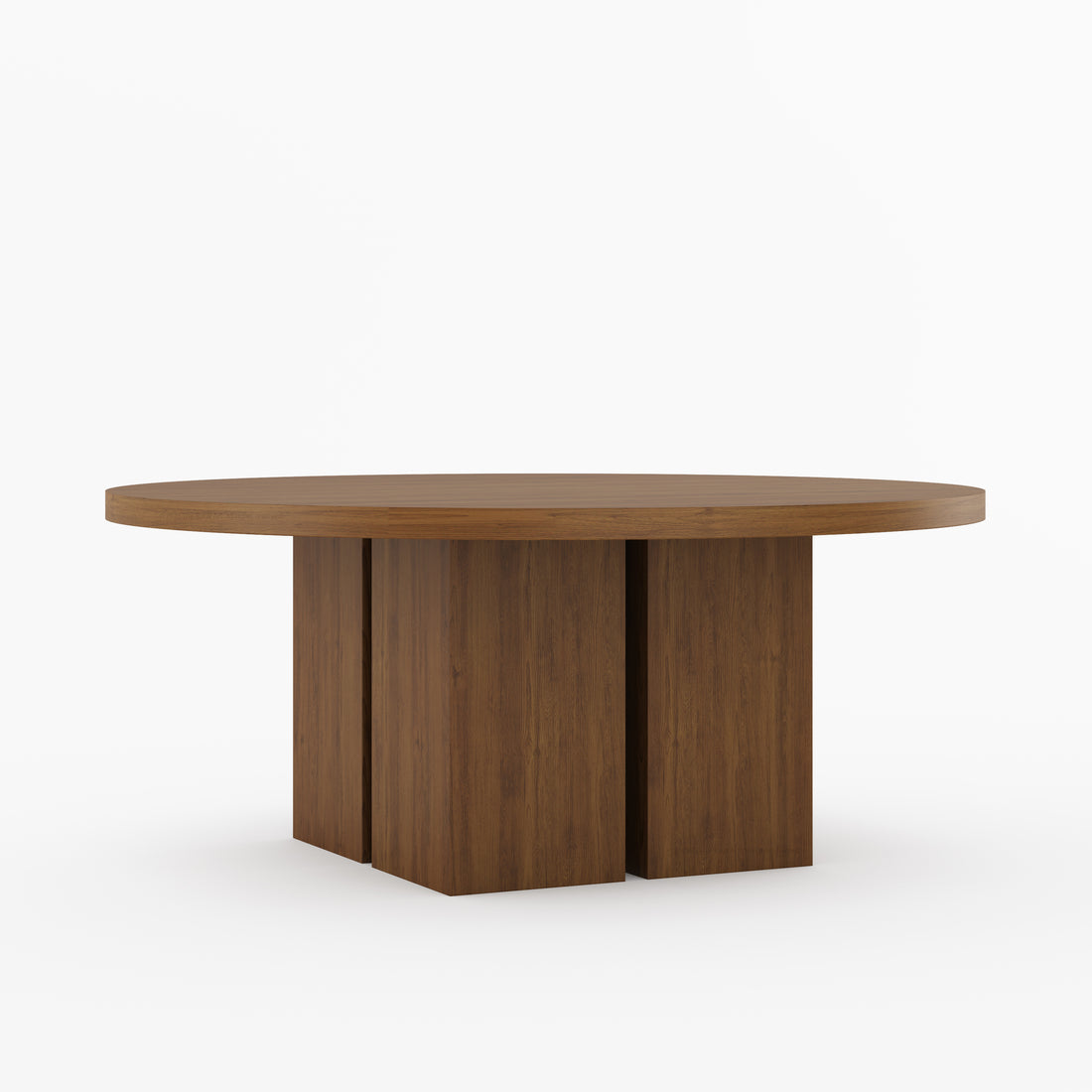 Ozark Round Wooden Pedestal Dining Table with Block Pedestal Base