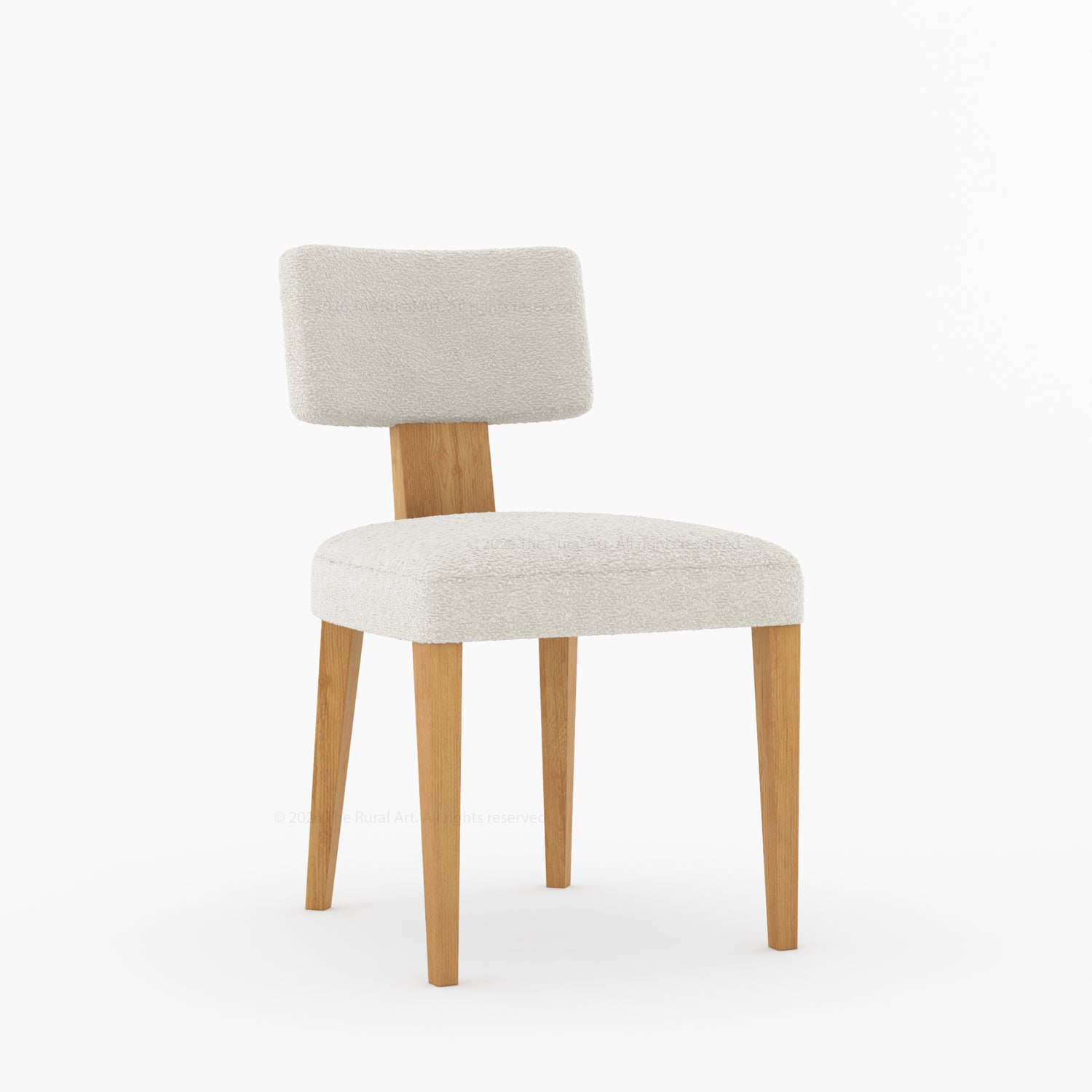 Selma Boucle Upholstered Dining Chair with Solid Wood Legs