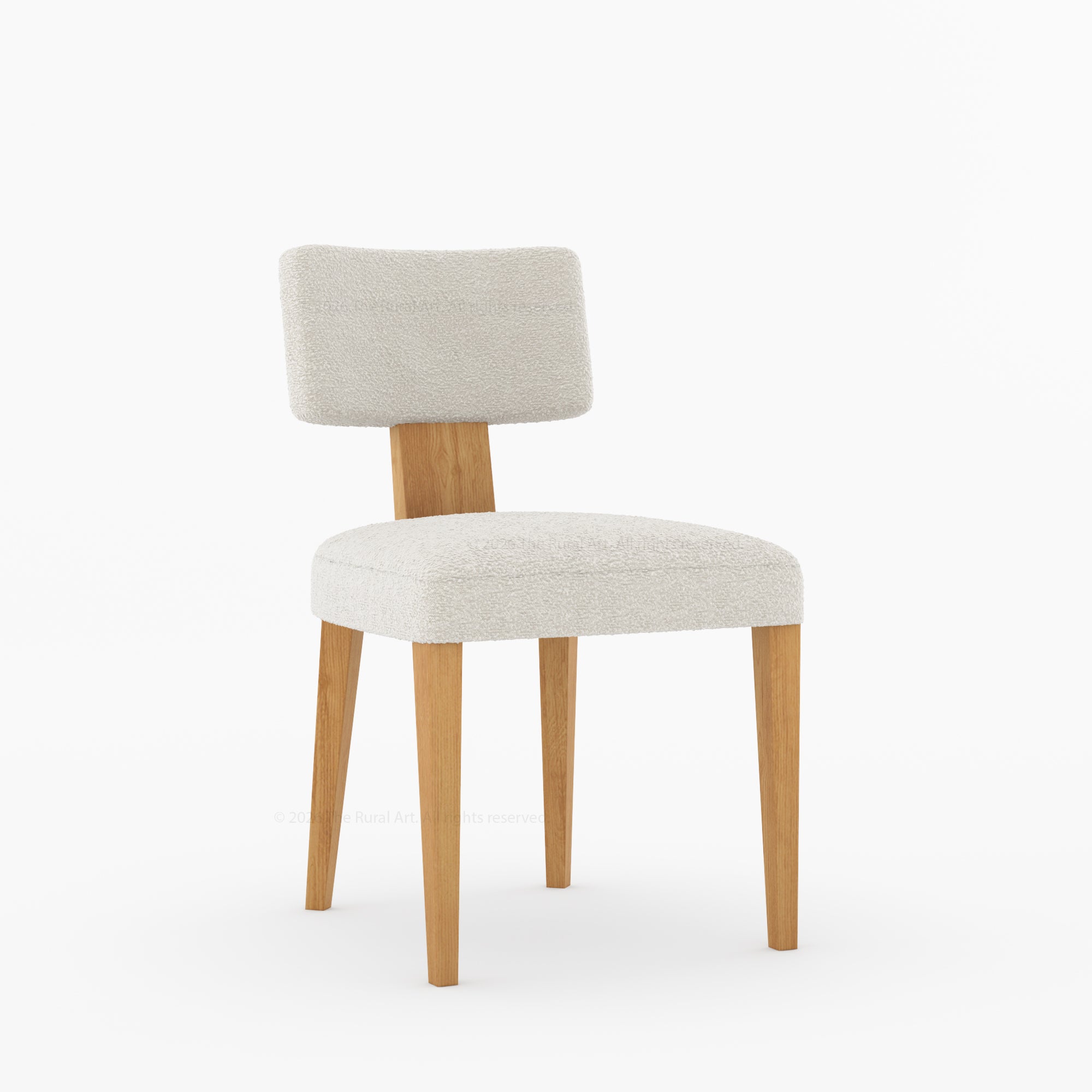 Selma Boucle Upholstered Dining Chair with Solid Wood Legs