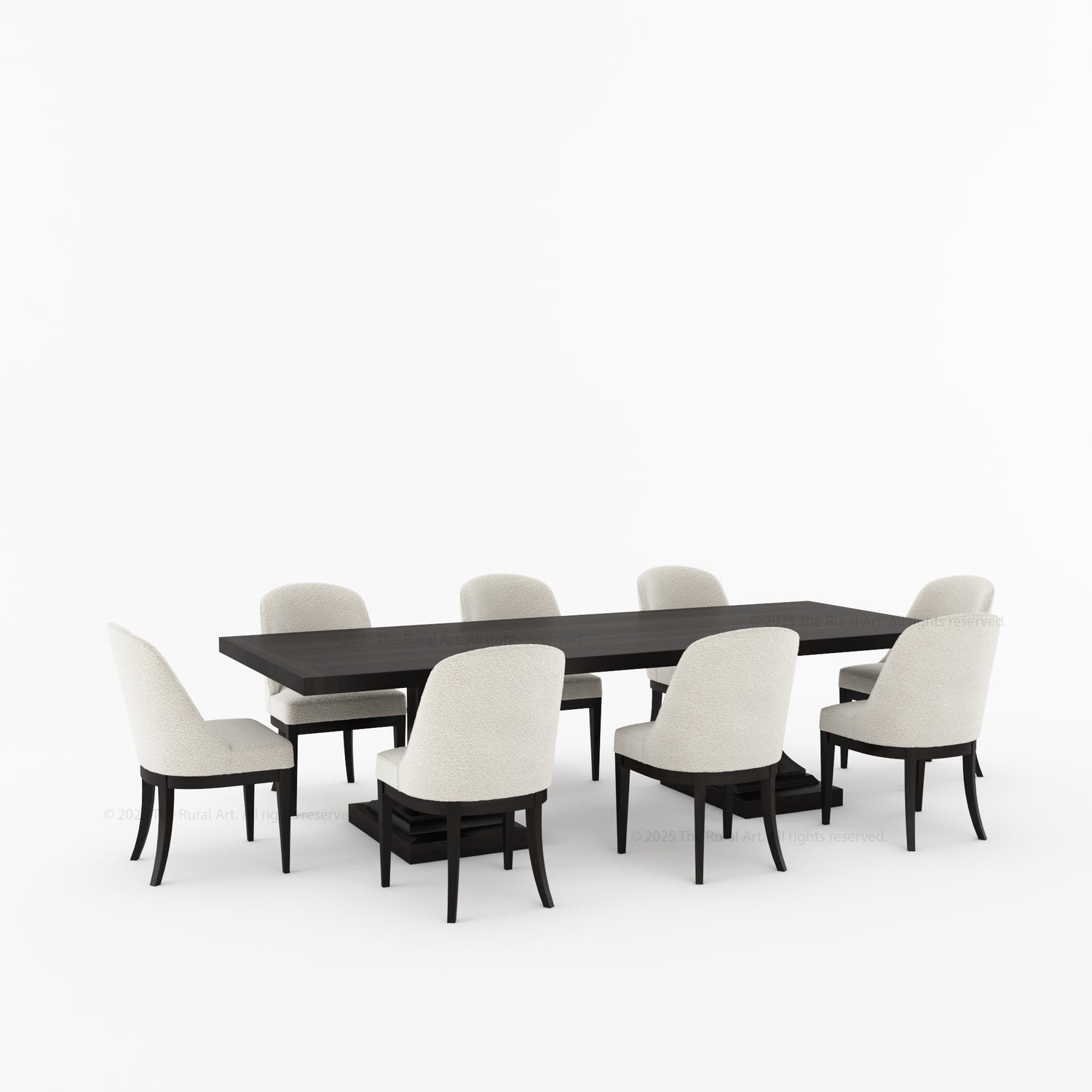 Medina Dining Table Set for 4, 6, 8 and 10 | Solid Wood Pedestal Table &amp; Upholstered Chairs
