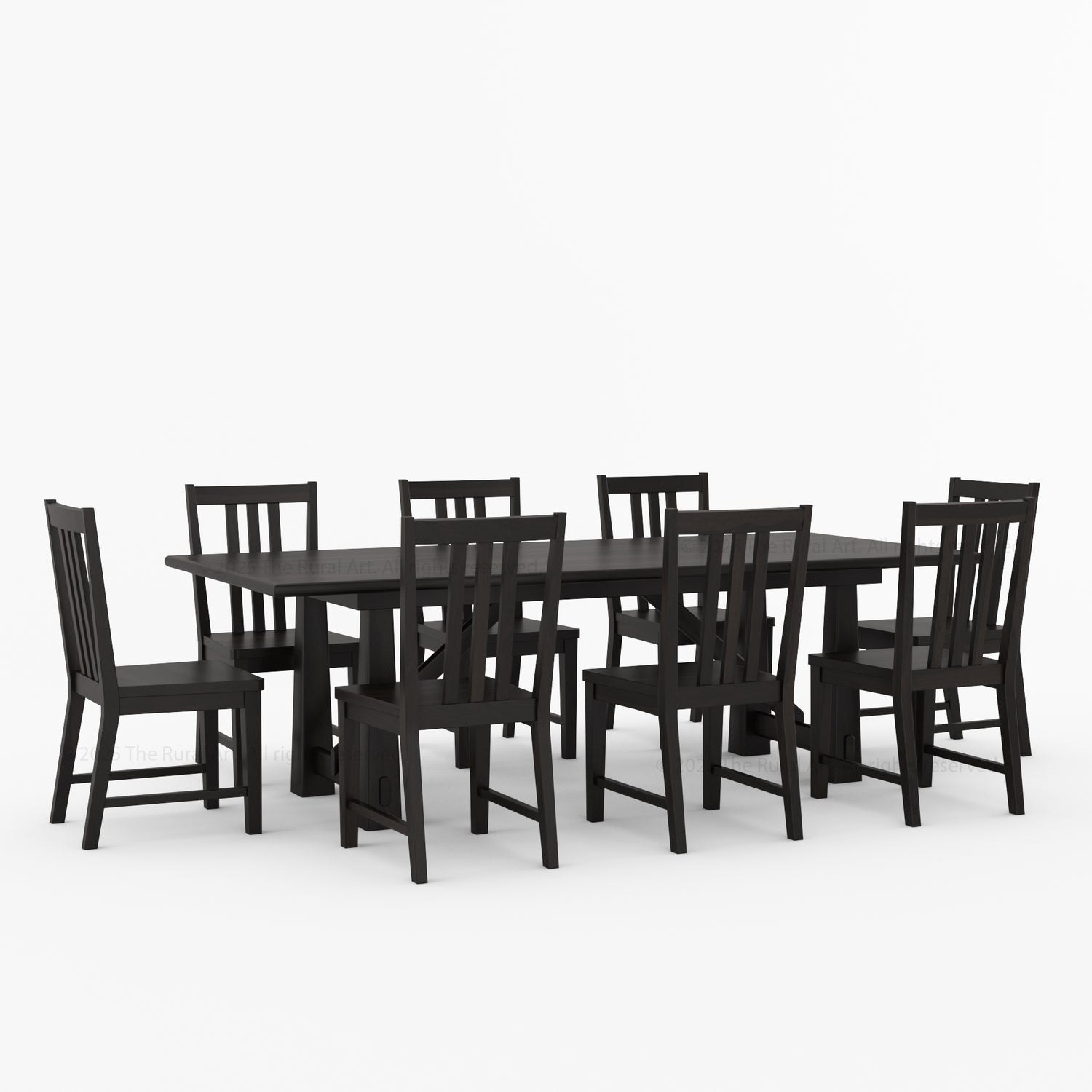 Shelbyville Solid Wood Farmhouse Dining Table &amp; Slatted-Back Chair Set