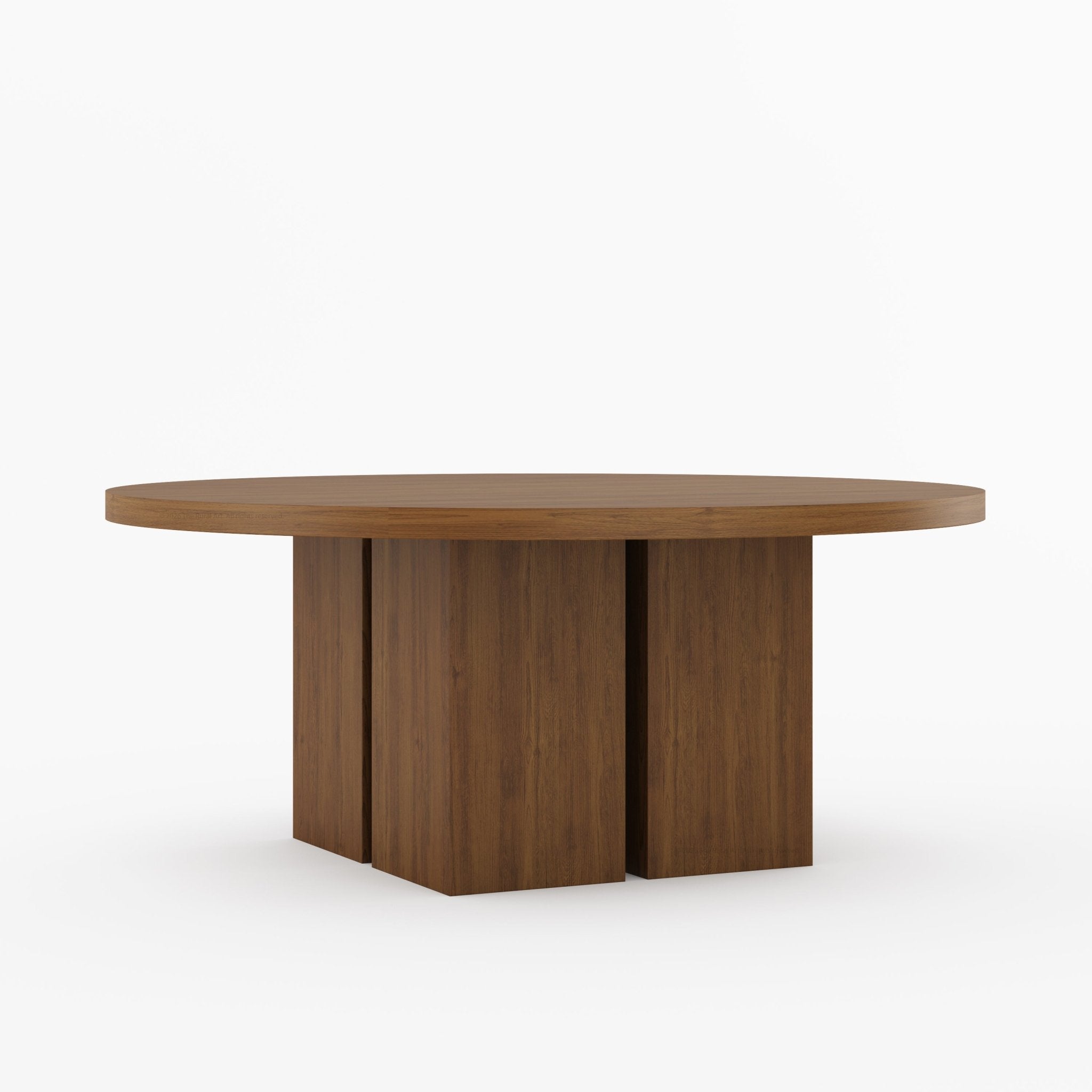 Ozark Round Wooden Pedestal Dining Table with Cane-Back Upholstered Chairs
