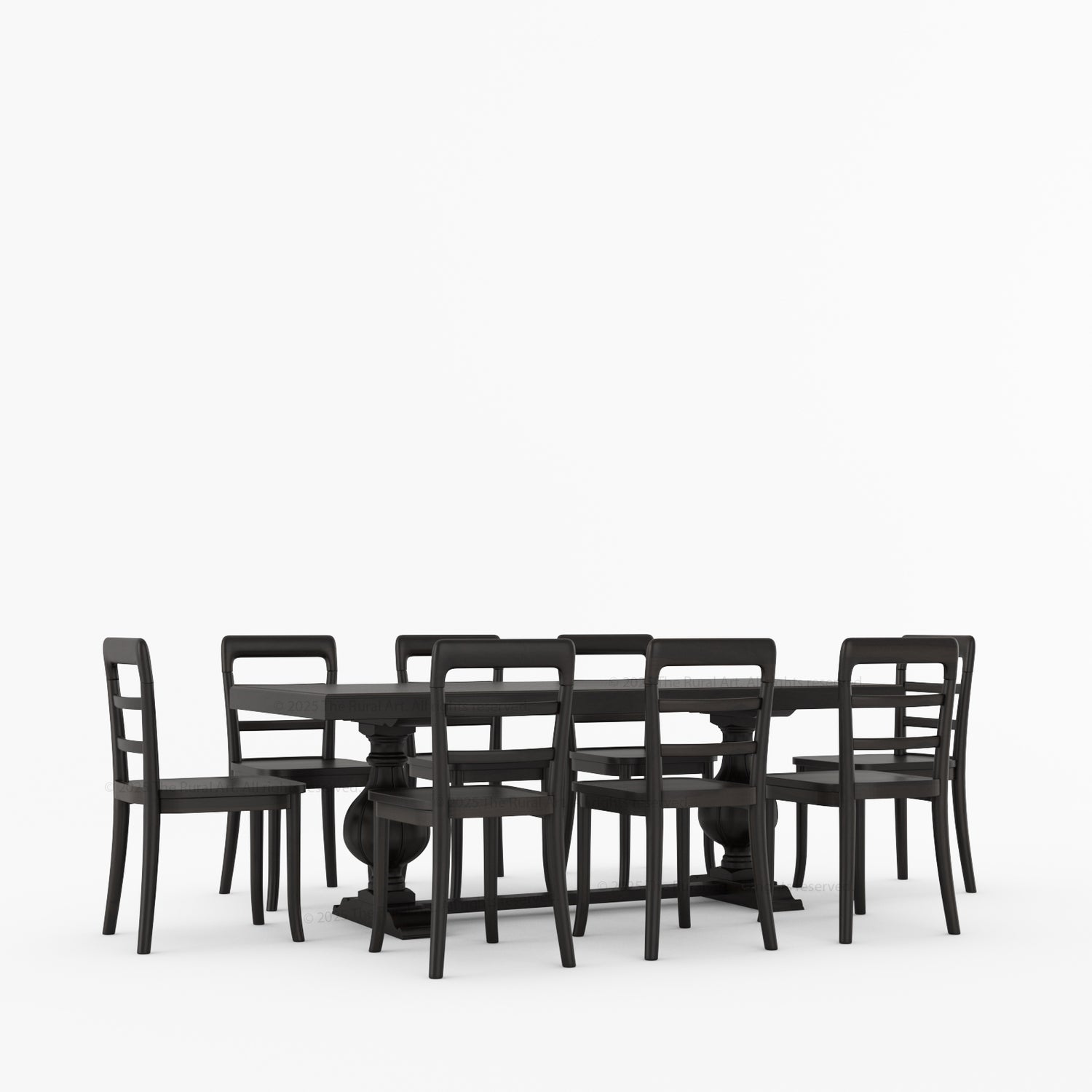 Manhattan Dual-Tone Solid Wood Pedestal Dining Table &amp; Chair Set