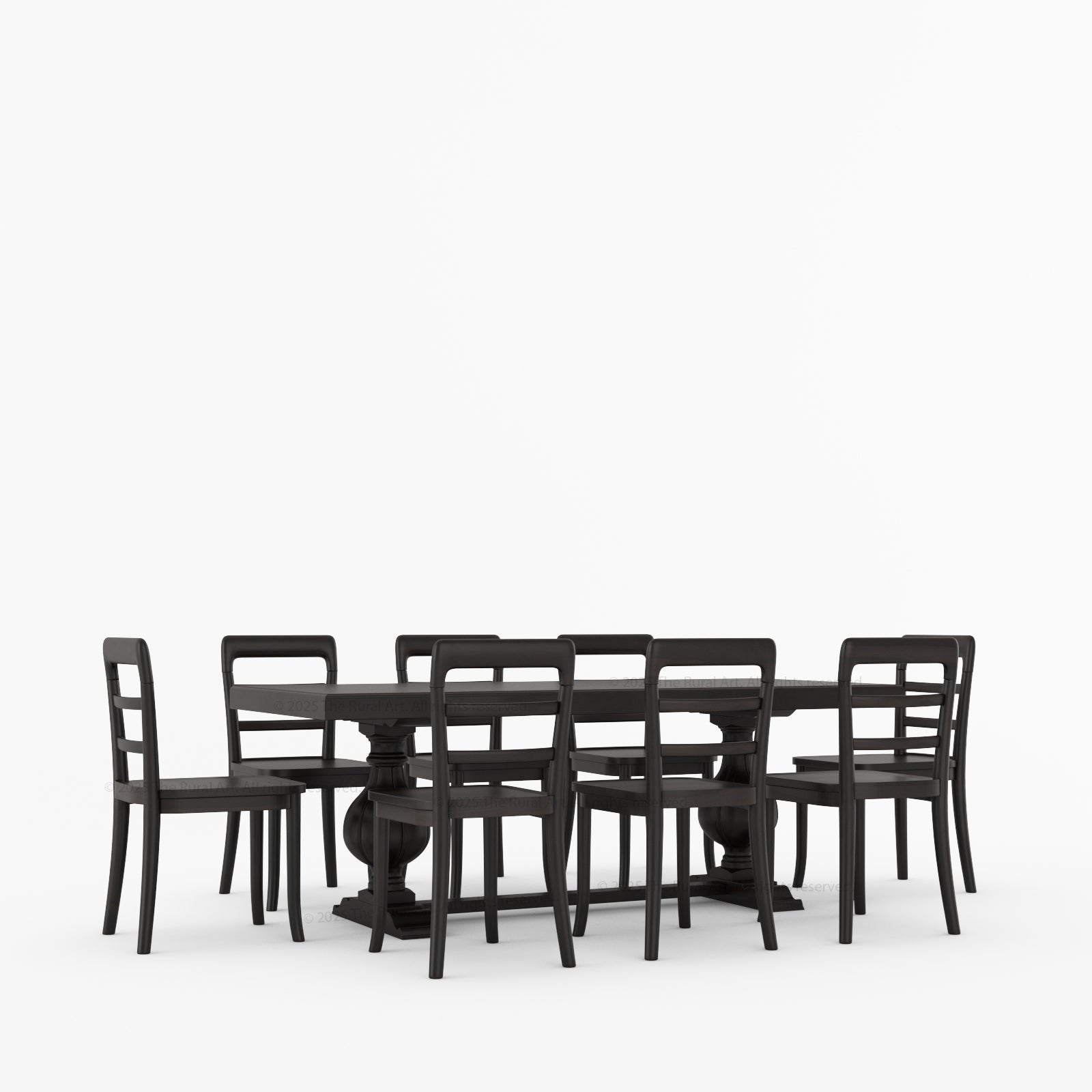 Manhattan Dual-Tone Solid Wood Pedestal Dining Table &amp; Chair Set