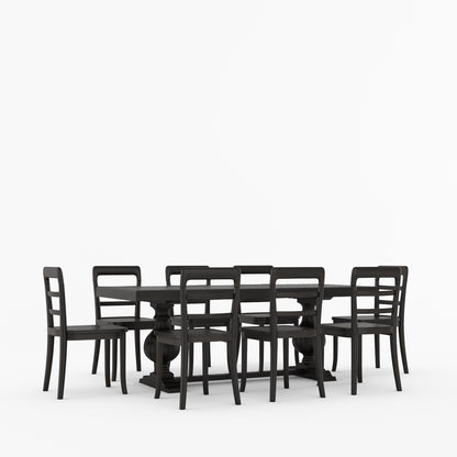 Manhattan Dual-Tone Solid Wood Pedestal Dining Table &amp; Chair Set
