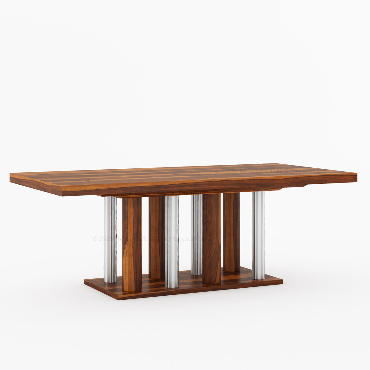 Fairbanks Modern Rectangular Wooden Dining Table with Cylinder Pedestal Base