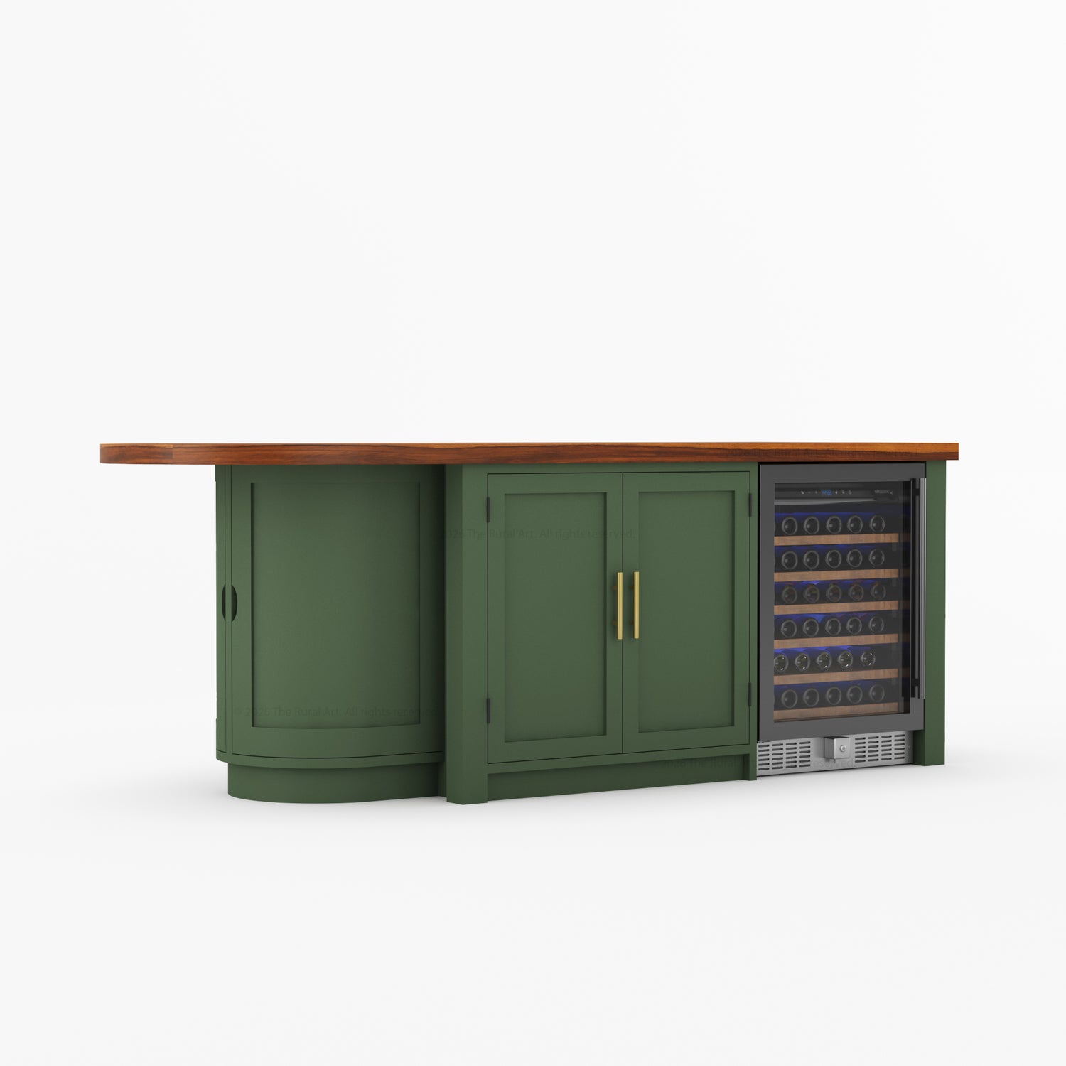Danville Solid Wood Kitchen Island with Built-In Wine Cooler &amp; Storage Cabinets