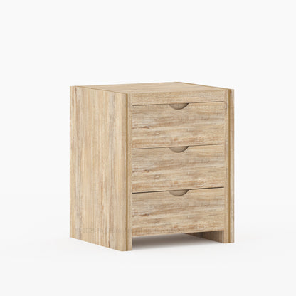 Branson Solid Wood Nightstand – Modern Black with Brass Inlay