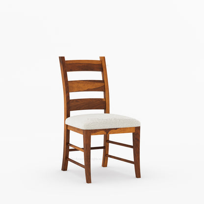 Goldfield Solid Wood Ladder Back Dining Chair with Upholstered Seat